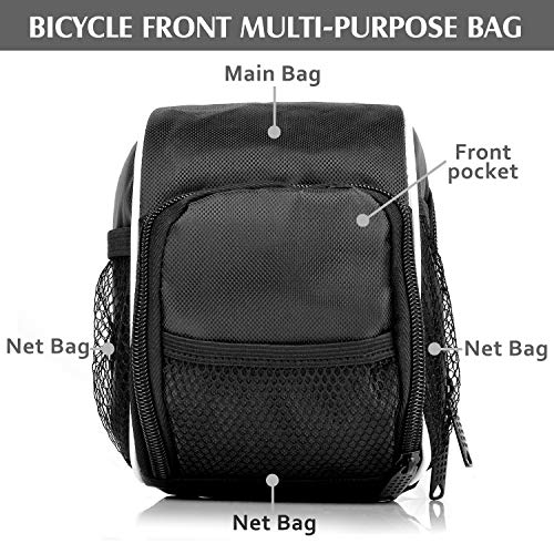 BOBILIFE Bike Handlebar Front Bag, Cycling Bicycle Handlebar Bags Front Frame Tube Basket with Rain Cover