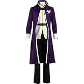 Nsoking Men's Cosplay Costume Purple Cloak Outfit Cosplay Suit Gray Uniform Halloween Costume