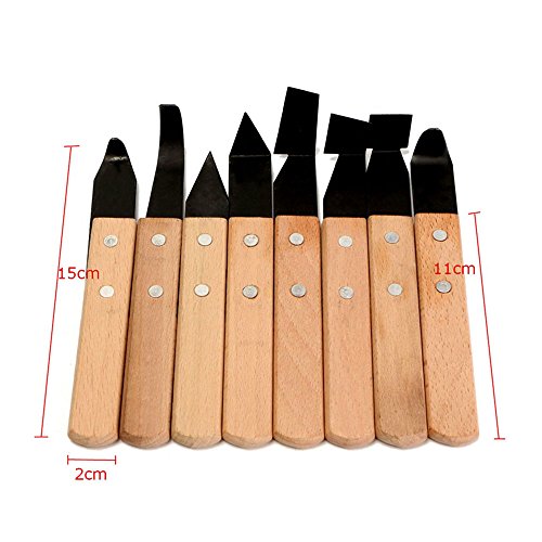 Lautechco 8 in 1 Wooden Handle Pottery Wheel Ceramic Tools Pottery Craft Carving Shaping Trimming Tools - Thumbnail 7