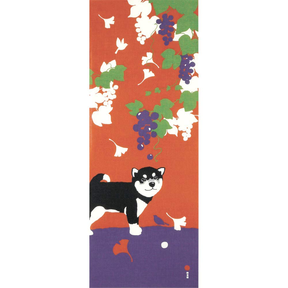 Hamamonyo Nassen Tenugui Towel Autumn of Kuro-Shiba