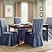 SureFit Home Décor Cotton Duck Solid Long Full Length Dining Room Chair One Piece Slipcover, Relaxed Fit, 100% Cotton, Machine Washable, Bluestone Color