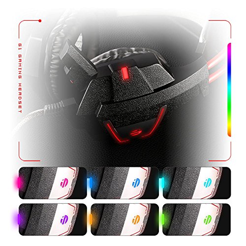 image for inphic Wired Gaming Headset with Mic and LED for PS4, PC, Xbox One Con