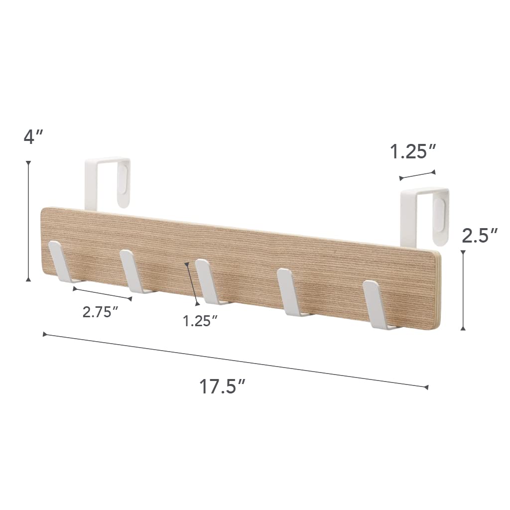 Yamazaki Home Ply Over The Door Hooks - Hanging Coat Rack, Beige, Small
