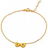 HotMixCold Personalized Initial Bracelet, Monogram Bridesmaid Jewelry, Silver Rose Gold Charm Bracelet, Mothers Custom Bracelet, Couple Heart Jewelry