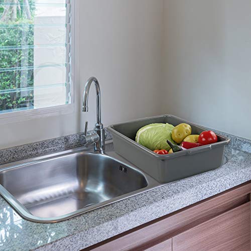CadineUS Set of 4 Grey Plastic Tote Box, Commercial Bus Box Large, Plastic Dish Bin