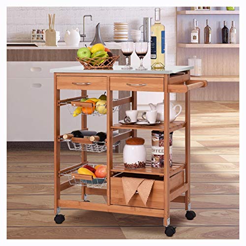 Kitchen & Dining Cart, Bamboo Kitchen Shelf Island Trolley Cart