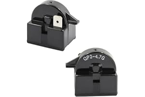TOPPARALL 2 Pack QP2-4.7G Start Relay Refrigerator PTC Ohm 1 Pin Compatible with Vissani Danby Compressor Mini for Fridges and Coolers QP2-4R7 4.7 ohm Black
