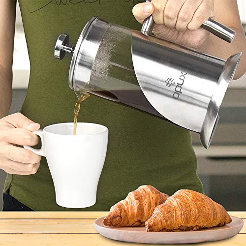 OPUX Insulated French Press Coffee Maker Stainless Steel 4 Cup Coffee