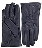 Sportoli Men's PU Leather Warm Winter Gloves with Imitation Fur Inside Lining