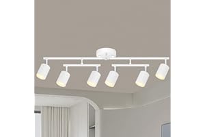 BoostArea 6 Light Track Lighting Fixtures Ceiling, 24W White LED Track Lighting, Ceiling Lights with 2700K Warm White Lighting, Modern Track Lighting Kit for Kitchen/Hallyway/Bar