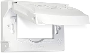 Hubbell Outdoor Lighting MX1250W Weatherproof Single Outlet Cover Outdoor Receptacle Protector, Horizontal Flat, White