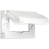 BELL MX1250W 1-Gang Flip Weatherproof Cover, Universal Metal 12-in-1 Outlet Outdoor Receptacle Protector, Vertical/Horizontal, White