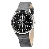 Skagen Men's 329XLSLB Black Dial Chronograph With Black Leather Band Watch