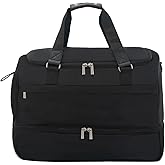 Carry On Travel Duffel Bag for Women & Men,Overnight Weekender Bag with Shoe Compartment,Trolley Sleeve and Adjustable Shoulder Strap,Business & Weekend Travel,Gym,Sports,Yoga & Dance(Black)