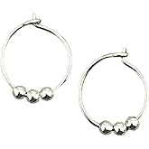 925 Sterling Silver Small Hoop Earrings for Men or Women – 10mm Lightweight Beaded Hoops with Secure Closure, Handmade Minimalist Everyday Jewelry