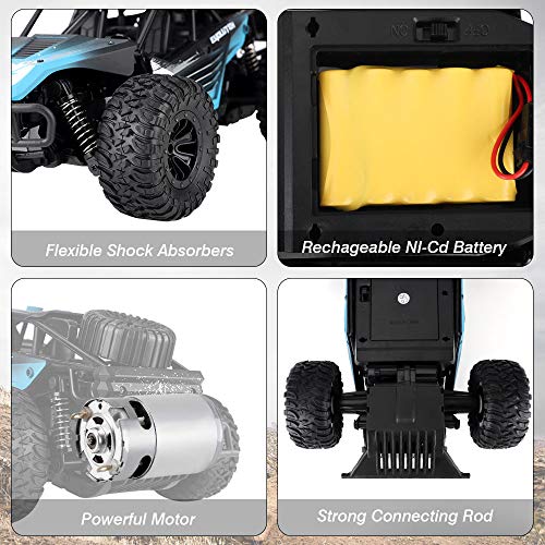 Boy Toys Remote Control Car - 20KM/H High Speed Race Car Can Drift 2.4Ghz 1/16 Off Road RC Truck with Two Rechargeable Battrreries Top Toys for Kids 8 10 12 UP Year Old(Blue)