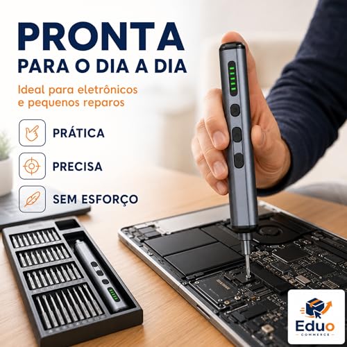 Mini Parafusadeira Elétrica Recarregável Genérico 3.6V - Kit 32 Bits + Bateria Lítio 1300mAh - Reversível Portátil LED - Ideal Móveis Montagem Uso Doméstico Profissional