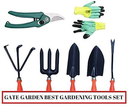 GATE GARDEN 5 Spectacular Gardening Tools Set with Heavy Gardening Cut Tool and ONE Pair Hand Gloves by GATE GARDEN