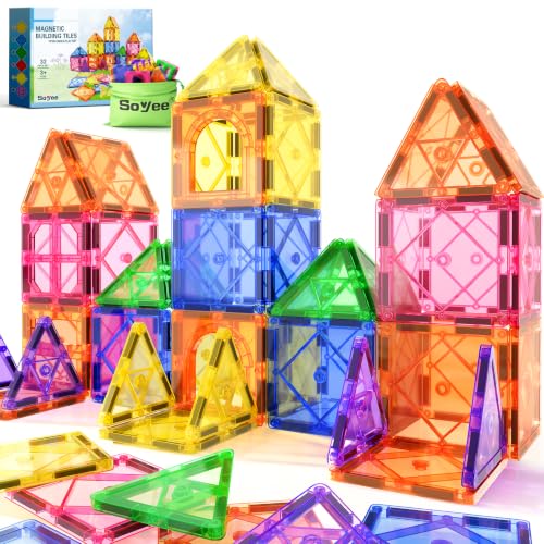 Magnetic Tiles Toddler Toys Magnetic Building Blocks for Kids Ages 3-12 STEM