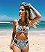 Sherry007 Women's Push Up Padding High Waisted Cut Out Printing Bikini Swimsuit,Blue,XXL(US 10-12)