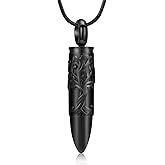 zeqingjw Bullet Urn Necklaces for Ashes Tree of Life Cremation Jewelry Memorial Pendant Ash Holder Keepsake Jewelry for Pet/Human