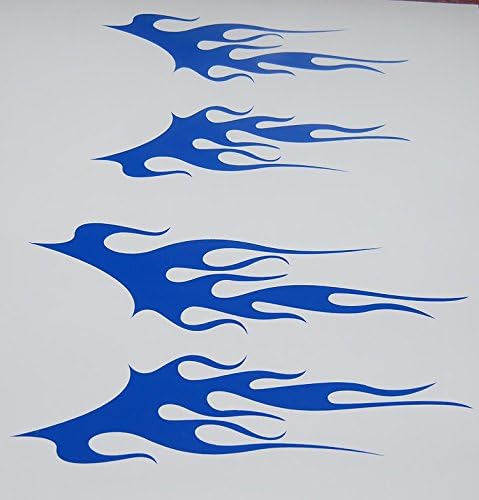 Custom Flame Vinyl Decal Bike Gas Tank Stickers Blue SET of 2 NEW #307