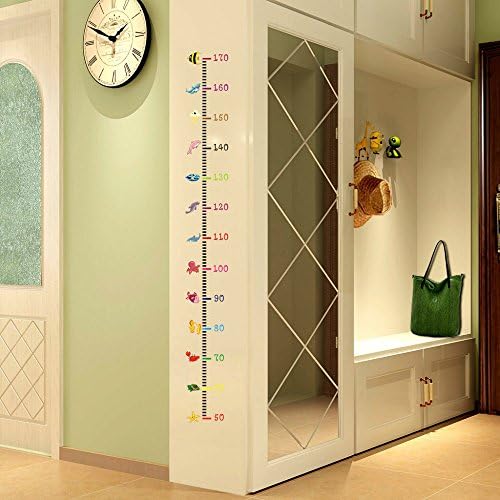 Rawdah Removable Height Height Chart Measure Wall Sticker Decal for Kids Baby Room Undersea Home Kitchen Coffee Shop Artwork bathroom Wall Art Home Decoration (A)