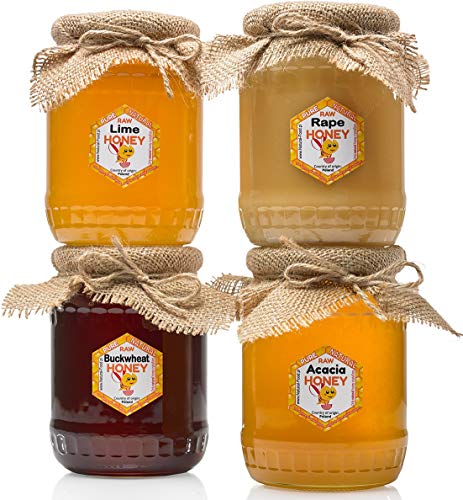 Miele crudo | 4 kg | Miele di semi di colza di acacia di grano saraceno di lime in barattoli di vetro | Assolutamente puro, crudo, naturale, non pastorizzato | Fresco | prodotto da api |