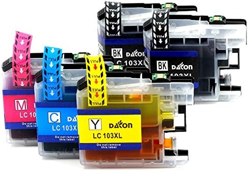 DAKON Compatible Ink Cartridge Replacement for LC-103XL LC103XL LC103 XL (2 Black, 1 Cyan, 1 Magenta, 1 Yellow),For use in Brother MFC J870DW J450DW J470DW J650DW J4410DW J4510DW J4710DW J6720 J6920DW