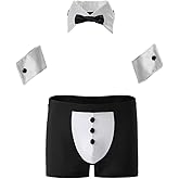 EROMATE Mens Butler Lingerie Underwear Tuxedo Waiter Server Brief Costume Outfit