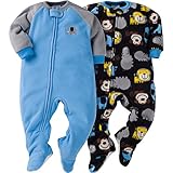 Gerber Boys' Baby and Little 2 Pack Blanket Sleepers, Elephant, 12 Months