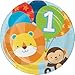 One is Fun ! Boys Birthday Theme 1st Party Supplies Pack (Serves-16) Dinner Plates, Luncheon Napkins, Cups and Table Cover - First Zoo Party Supply Tableware Set Kit Includes Birthday Candles