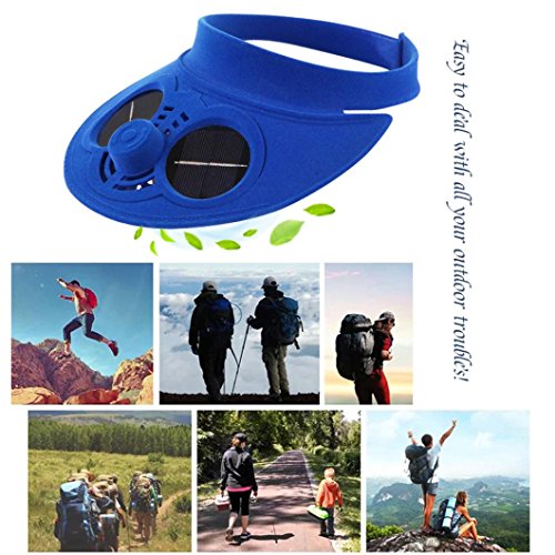 Buyeverything Kids Solar Powered Fan Hat - Sport Sun Visor One Size Velcro Cap Classic Fitness Outdoor Activity Exercise Sun Hats for Outdoor Activity Camping Hiking Picnic Fishing (Red) - Thumbnail 6