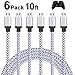 Micro USB Cable, Amoner 6Pack 10FT Micro USB to USB Android Charger Cable, Fast USB Charging Cable for Windows/MP3 and More (White)