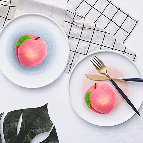BigOtters 16PCS Artificial Fruit Peach, Fake Peach Artificial Lifelike Peach with Leaves Simulation Pink Peach Photo Props Party Home Kitchen Decor Food Toy