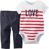 Carters Baby Girls 2-Piece Bodysuit & Jegging Set Love Red Stripe