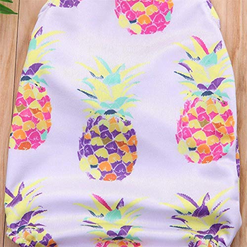 Ritatte Infant Toddler Baby Girls One-Piece Swimsuit Pineapple Printed Backless Halter Swimwear for Beach (Purple, Size:80(6-9M))