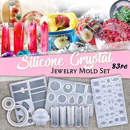Sodoop 83 Pieces Handmade DIY Crystal Epoxy Glue Kit Bangle Pendant Glue Jewelry Silicone Casting Mold and Tools Set Black Storage Bag for DIY Resin Earrings Necklace Bracelet Craft Making