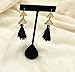 Black Tassel Earrings with Geometric Shapes Available in 2 Colors (White and Blue) (White)