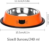 Ctop 2 Piece Non-Slip Stainless Cat Bowl Set 400 ml Gray Orange view 3
