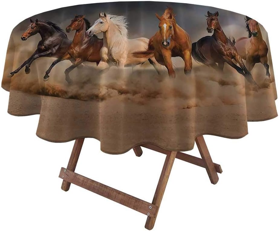 Wrinkle Free Tablecloths Horse Country Khaki Fabric