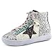 Bakkotie Toddler Baby Glittler Shoe Girl/Boy Sequin Star High Top Sneaker(F1701-White/BBNN-35)
