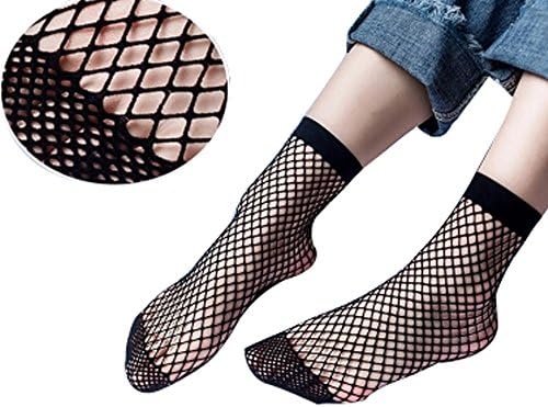 IDS 4 Pair Ffishnet Ankle Socks Mesh Sheer Ankle High Socks (Black)