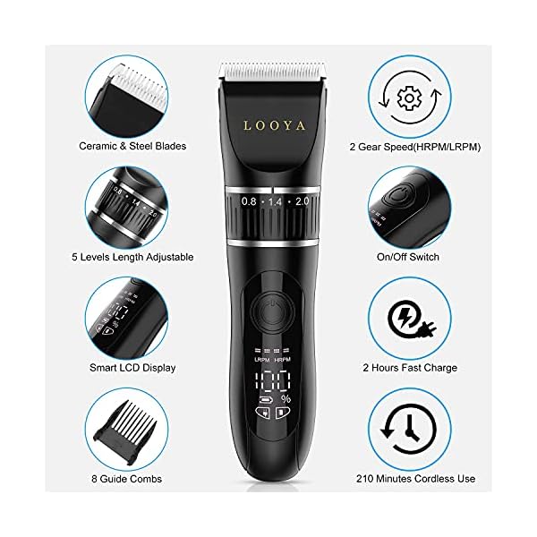 Hair Clippers Men, 16 PCS Professional Ceramic Blade Electric Haircut Kit, USB Rechargeable Hair Beard Trimmer Men Kids…