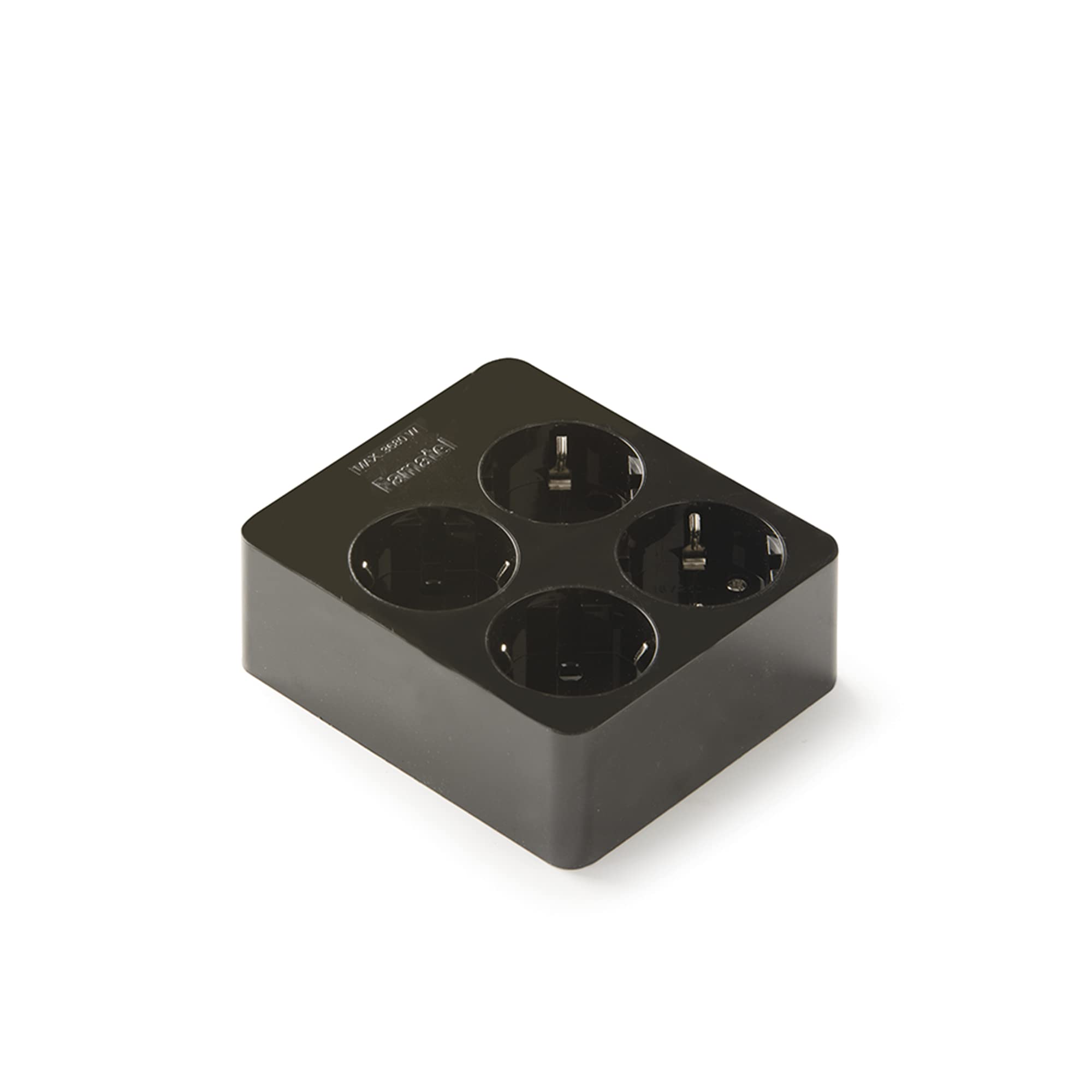 FAMATEL – Connection Strip 4 Connections | Square Structure | Wireless | Up to 3680W | 16A | 250V | Child Lock | Alignment Ports 45° | Prevents Hidden Consumption | Black