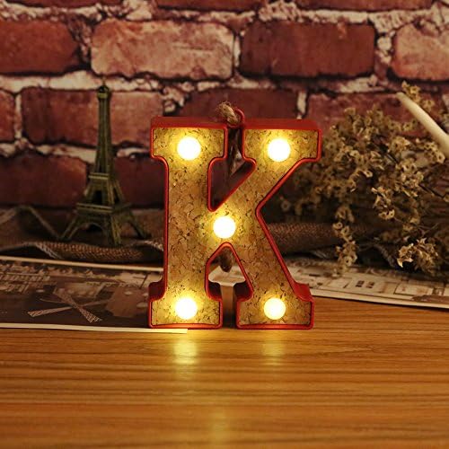 SUNMEG Night Light Lamp Kids Letter Lights Signs Light Up Christmas Party Wall Decoration K