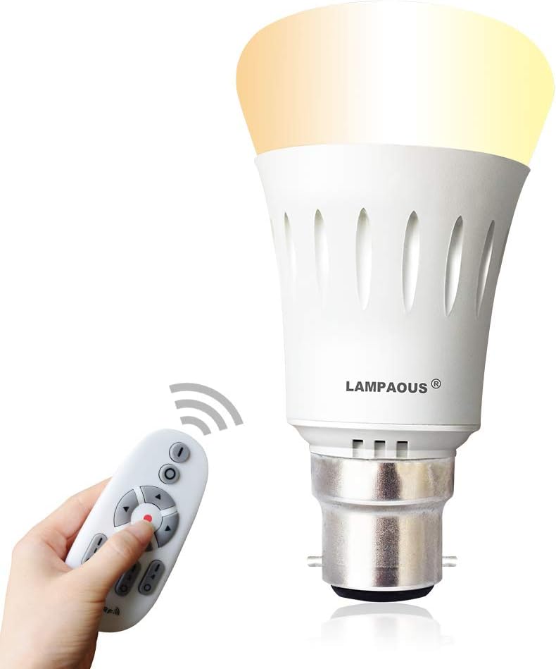 LAMPAOUS Smart Bayonet Light Bulb, A60 B22 Dimmable LED Bulb, 9W White Ambiance Lighting Bulb with Warm White