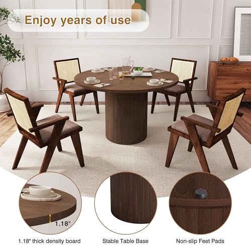PHOYAL Round Dining Table, 47 Inch Dining Table Kitchen Table Small Dinner Table Farmhouse Kitchen Dinning Table for Kitchen Living Room Walnut Color (Chairs not Included)