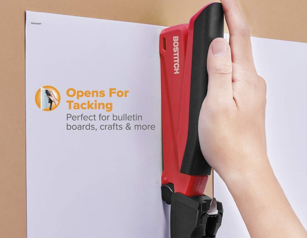Bostitch InPower Spring-Powered Desktop Stapler, Red (1124) : Desk Staplers : Office Products