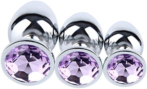 XMMLover 3Pcs Anal Plug - Stainless Steel Plated 3D Jewelry (baby purple)